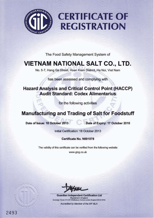 Chứng nhận hệ thống quản lý an toàn thực phẩm( HACCP)